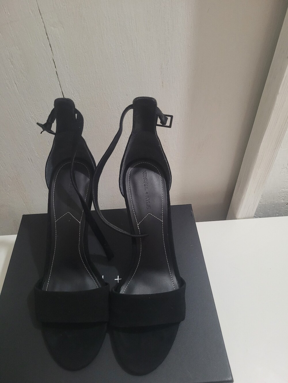 Kendall & Kylie Black Suede Ankle-Strap Heels
